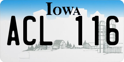 IA license plate ACL116