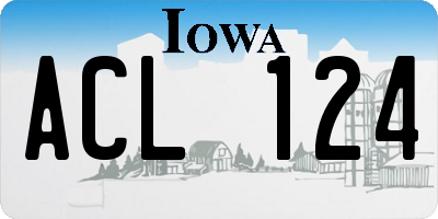 IA license plate ACL124