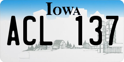 IA license plate ACL137