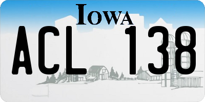 IA license plate ACL138