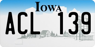 IA license plate ACL139
