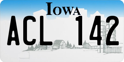 IA license plate ACL142