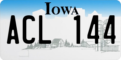 IA license plate ACL144