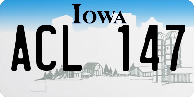 IA license plate ACL147