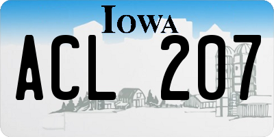 IA license plate ACL207