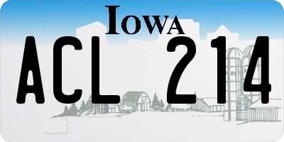 IA license plate ACL214