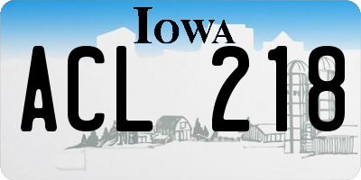 IA license plate ACL218