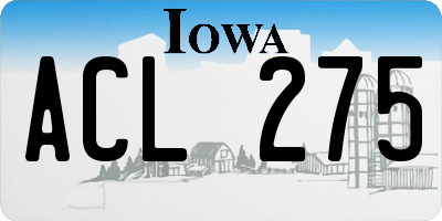 IA license plate ACL275