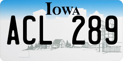 IA license plate ACL289