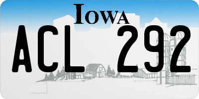 IA license plate ACL292