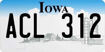 IA license plate ACL312