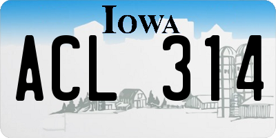 IA license plate ACL314