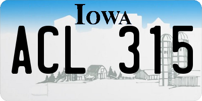IA license plate ACL315