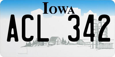 IA license plate ACL342