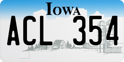 IA license plate ACL354