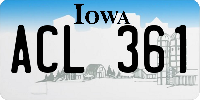 IA license plate ACL361