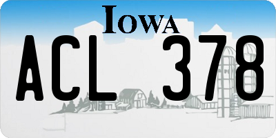 IA license plate ACL378