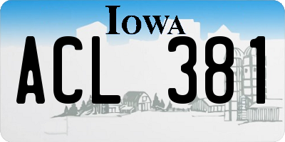 IA license plate ACL381