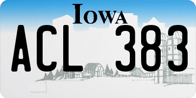 IA license plate ACL383