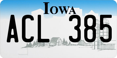 IA license plate ACL385