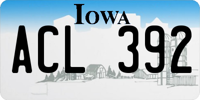 IA license plate ACL392