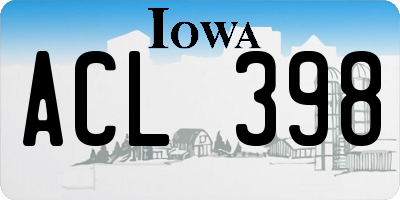 IA license plate ACL398