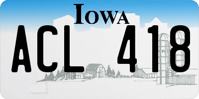 IA license plate ACL418