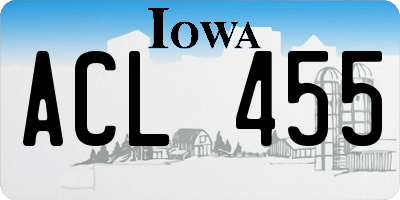 IA license plate ACL455