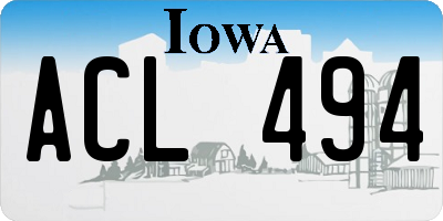 IA license plate ACL494