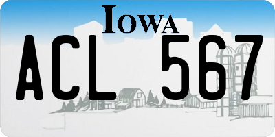IA license plate ACL567