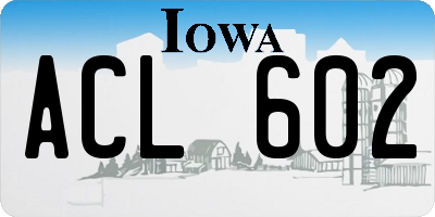 IA license plate ACL602