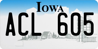 IA license plate ACL605