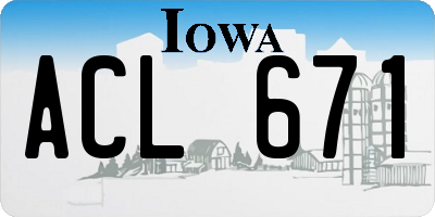 IA license plate ACL671