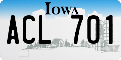 IA license plate ACL701