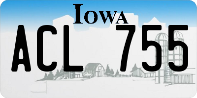 IA license plate ACL755