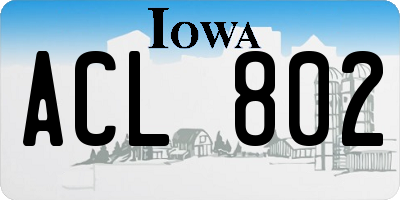 IA license plate ACL802