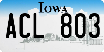 IA license plate ACL803