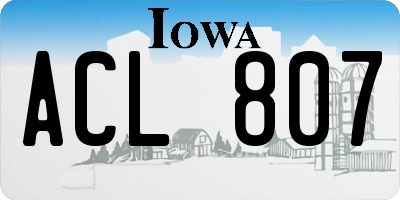 IA license plate ACL807