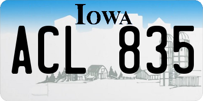 IA license plate ACL835