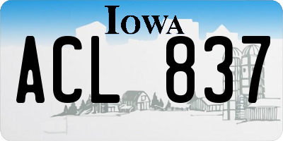 IA license plate ACL837