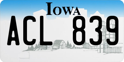 IA license plate ACL839