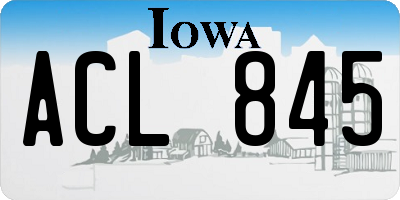 IA license plate ACL845