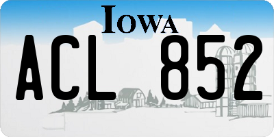 IA license plate ACL852