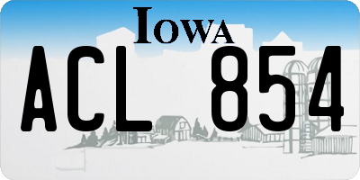 IA license plate ACL854