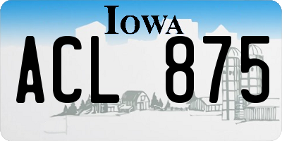 IA license plate ACL875