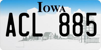 IA license plate ACL885