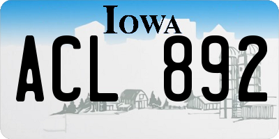 IA license plate ACL892