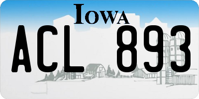 IA license plate ACL893