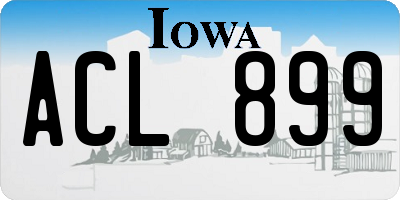 IA license plate ACL899