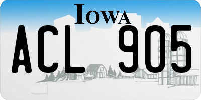 IA license plate ACL905